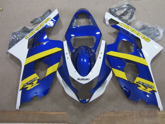 Blue White Yellow 2004-2005 Suzuki GSXR 600 Motorcycle Fairings
