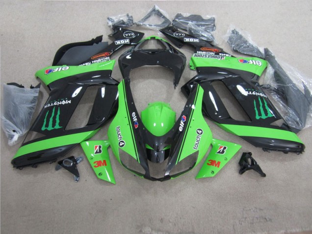 Green Black 3M Monster 2007-2008 Kawasaki ZX6R Motorcycle Fairings