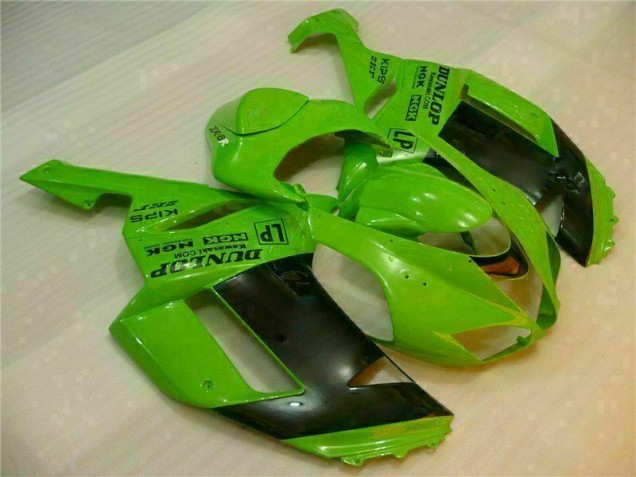 Green Black Dunlop 2007-2008 Kawasaki ZX6R Motorcycle Fairings Green Black Dunlop 2007-2008 Kawasaki ZX6R Motorcycle Fairings