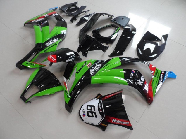 Green Black with Number 66 2011-2015 Kawasaki ZX10R Motorcycle Fairings