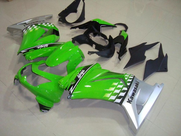 Green Silver 2008-2012 Kawasaki ZX250R Motorcycle Fairings