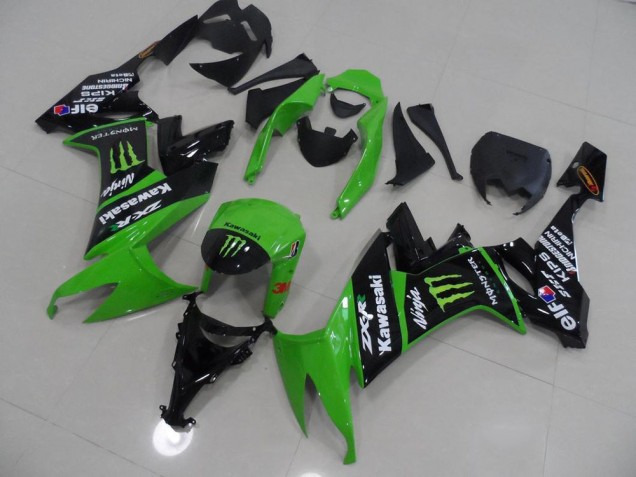 Green and Black Monster 2008-2010 Kawasaki ZX10R Motorcycle Fairings