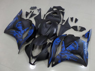 Matte Black Blue Skull 2009-2012 Honda CBR600RR Motorcycle Fairings