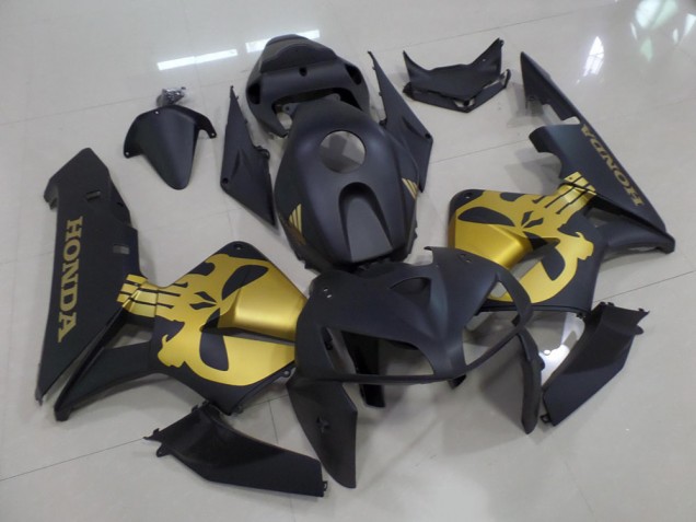 Matte Black with Gold Skull 2005-2006 Honda CBR600RR Motorcycle Fairings Matte Black with Gold Skull 2005-2006 Honda CBR600RR Motorcycle Fairings