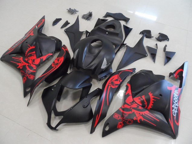 Matte Black with Red Skull 2009-2012 Honda CBR600RR Motorcycle Fairings