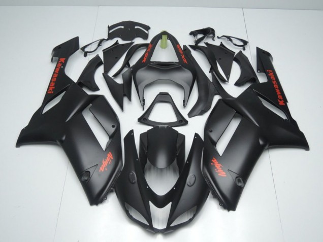 Matte Black with Red Sticker 2007-2008 Kawasaki ZX6R Motorcycle Fairings Matte Black with Red Sticker 2007-2008 Kawasaki ZX6R Motorcycle Fairings