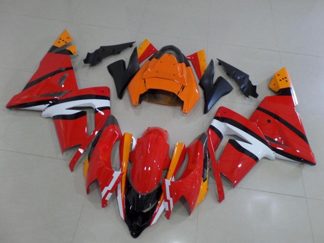 Orange Black and White 2003-2005 Kawasaki ZX10R Motorcycle Fairings