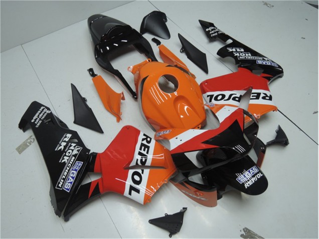 Orange Red Black Repsol 2003-2004 Honda CBR600RR Motorcycle Fairings