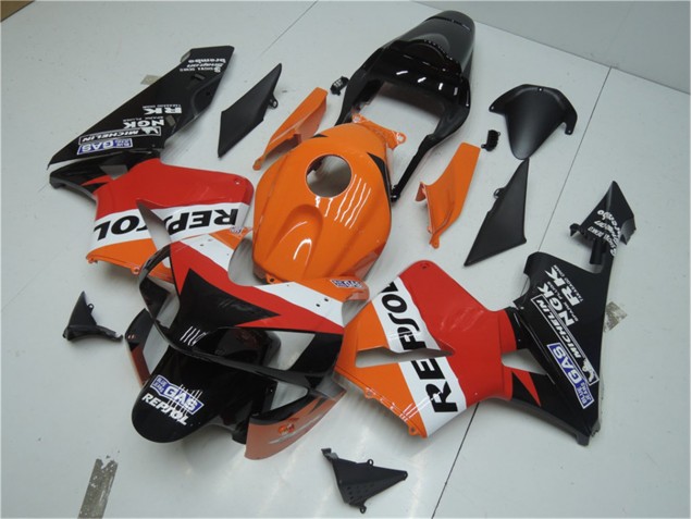 Orange Red Black Repsol 2003-2004 Honda CBR600RR Motorcycle Fairings