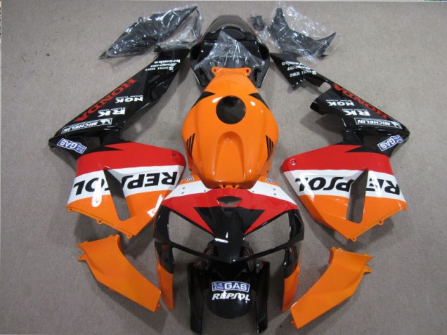 Orange Red Black Repsol 2005-2006 Honda CBR600RR Motorcycle Fairings
