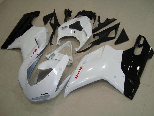 Pearl White Black 2007-2014 Ducati 848 1098 1198 Motorcycle Fairings
