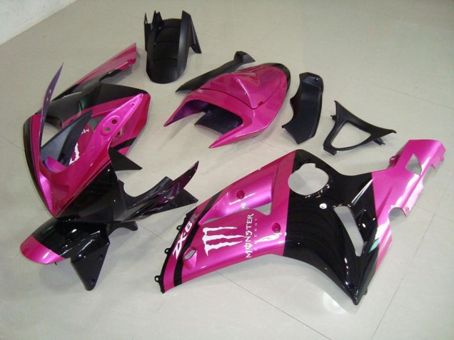 Pink Black Monster 2003-2004 Kawasaki ZX6R Motorcycle Fairings