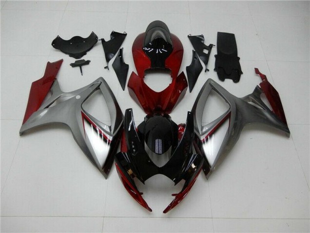 Red Silver 2006-2007 Suzuki GSXR 600/750 Motorcycle Fairings