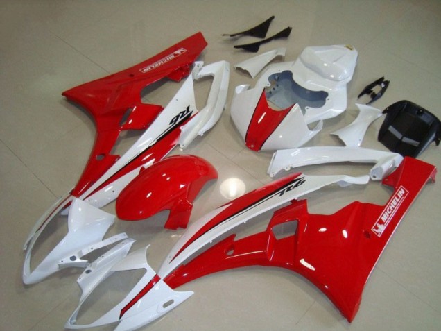 Red White 2006-2007 Yamaha YZF R6 Motorcycle Fairings Red White 2006-2007 Yamaha YZF R6 Motorcycle Fairings