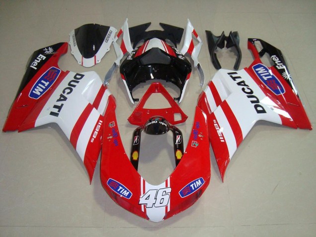 Red White 46 2007-2014 Ducati 848 1098 1198 Motorcycle Fairings Red White 46 2007-2014 Ducati 848 1098 1198 Motorcycle Fairings