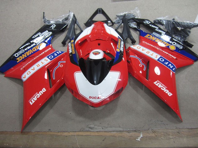 Red White Info Strada 2007-2014 Ducati 1098 Motorcycle Fairings