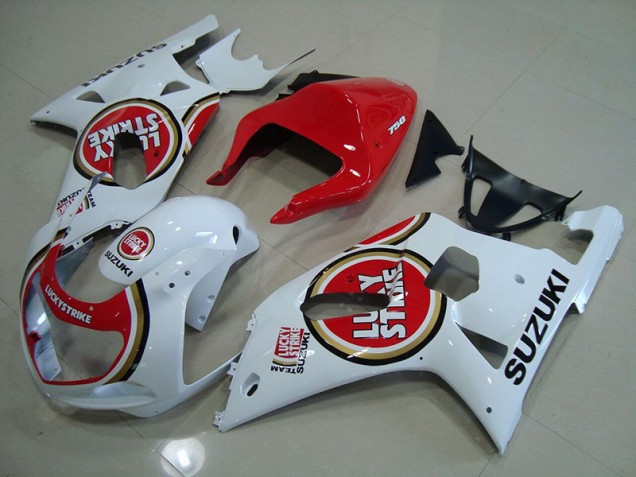 Red White Lucky Strike 2001-2003 Suzuki GSXR 750 Motorcycle Fairings Red White Lucky Strike 2001-2003 Suzuki GSXR 750 Motorcycle Fairings