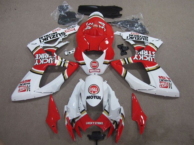 Red White Lucky Strike Motul 2006-2007 Suzuki GSXR 600 Motorcycle Fairings