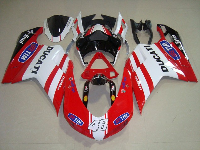 Red White Tim 46 2007-2014 Ducati 1098 Motorcycle Fairings