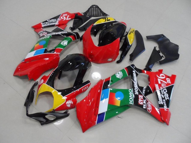 Red and Green 2007-2008 Suzuki GSXR 1000 Motorcycle Fairings
