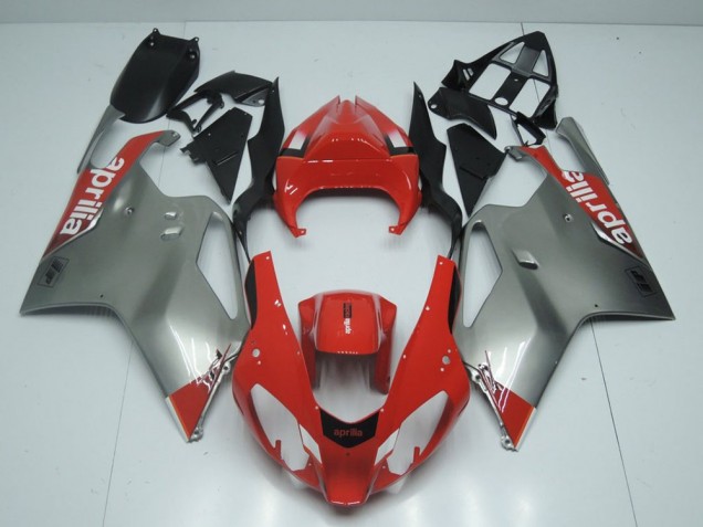 Silver and Red 2003-2006 Aprilia RSV1000 Motorcycle Fairings