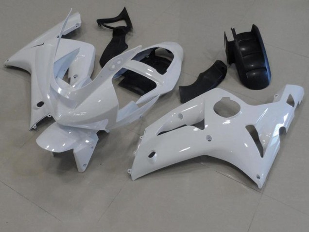 White 2003-2004 Kawasaki ZX6R Motorcycle Fairings