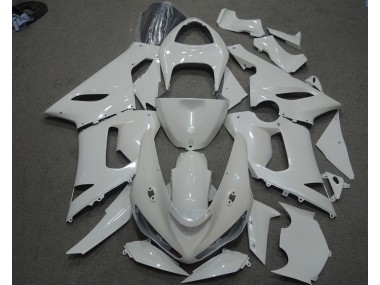 White 2005-2006 Kawasaki ZX6R Motorcycle Fairings