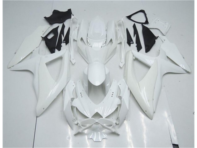 White 2008-2010 Suzuki GSXR 600/750 Motorcycle Fairings White 2008-2010 Suzuki GSXR 600/750 Motorcycle Fairings