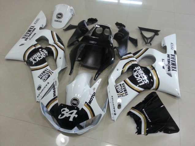White Black 1998-2002 Yamaha YZF R6 Motorcycle Fairings White Black 1998-2002 Yamaha YZF R6 Motorcycle Fairings