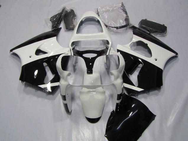 White Black 2000-2002 Kawasaki ZX6R Motorcycle Fairings