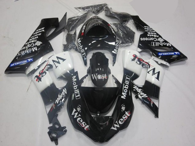 White Black 2005-2006 Kawasaki ZX6R Motorcycle Fairing White Black 2005-2006 Kawasaki ZX6R Motorcycle Fairing