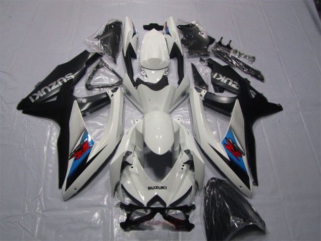 White Black 2007-2008 Suzuki GSXR 1000 Motorcycle Fairings