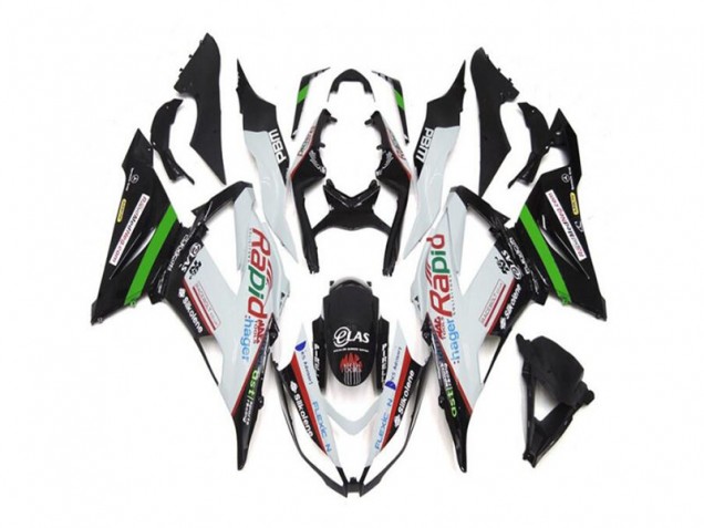 White Black 2013-2018 Kawasaki ZX6R Motorcycle Fairings