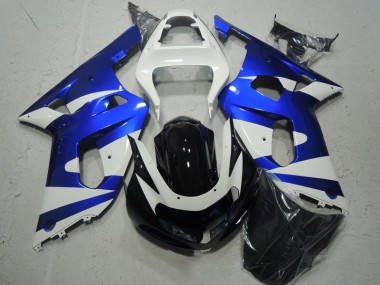 White Blue 2001-2003 Suzuki GSXR 600 Motorcycle Fairings