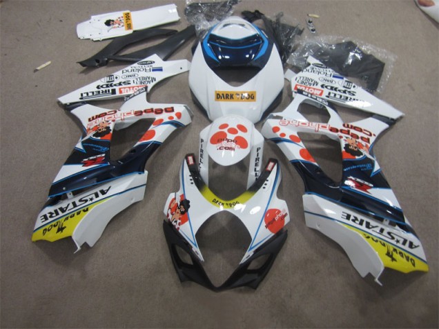 White Blue Dark Dog 2007-2008 Suzuki GSXR 1000 Motorcycle Fairings