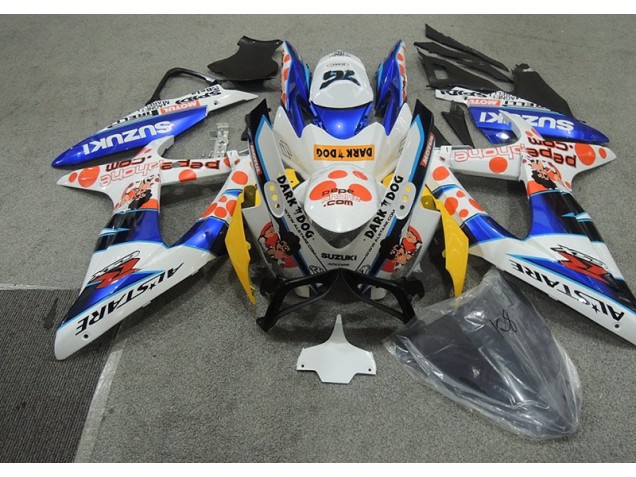 White Blue Dark Dog 2008-2010 Suzuki GSXR 600 Motorcycle Fairings White Blue Dark Dog 2008-2010 Suzuki GSXR 600 Motorcycle Fairings