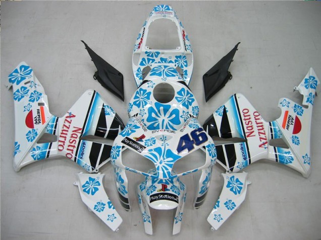 White Blue Nastro Azzurro 46 2005-2006 Honda CBR600RR Motorcycle Fairings