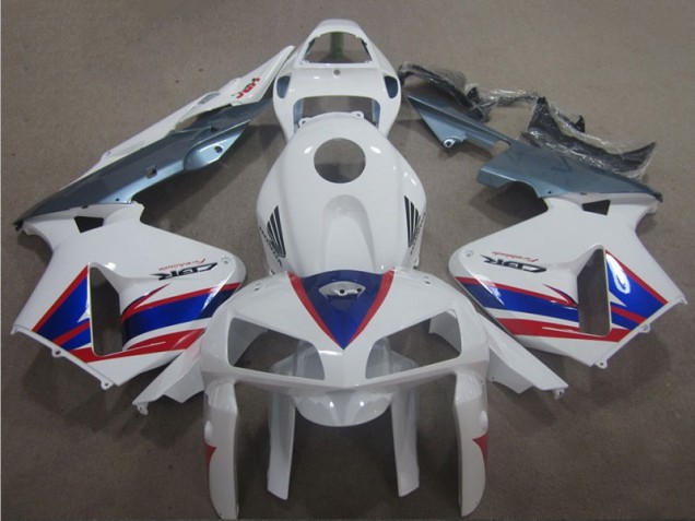 White Blue Red 2005-2006 Honda CBR600RR Motorcycle Fairings