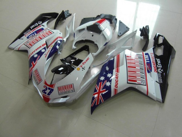 White Blue Red 2007-2014 Ducati 848 1098 1198 Motorcycle Fairings