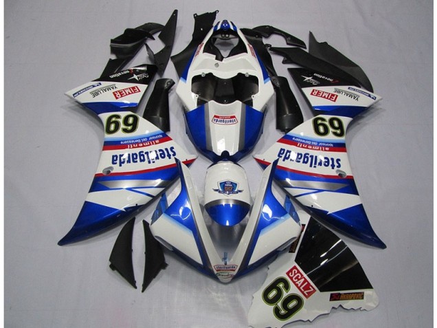 White Blue Sterilgarda SCALZ 69 2009-2011 Yamaha YZF R1 Motorcycle Fairings