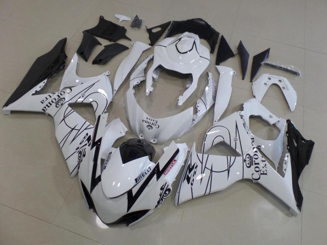White Corona Race 2009-2016 Suzuki GSXR 1000 Motorcycle Fairings White Corona Race 2009-2016 Suzuki GSXR 1000 Motorcycle Fairings