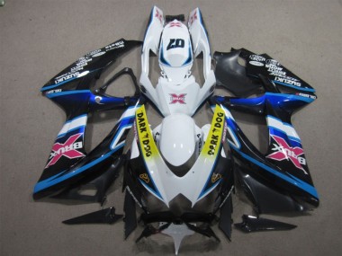 White Dark Dog 07 2008-2010 Suzuki GSXR 600 Motorcycle Fairings