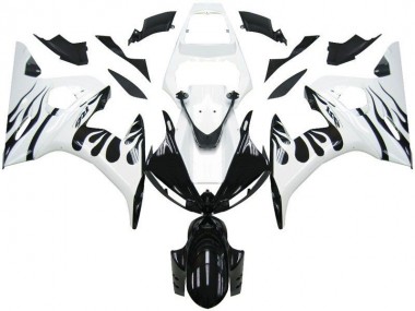 White Flame Black 2003-2005 Yamaha YZF R6 Motorcycle Fairings