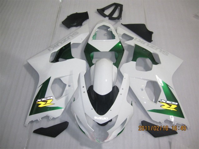 White Green 2004-2005 Suzuki GSXR 600 Motorcycle Fairings