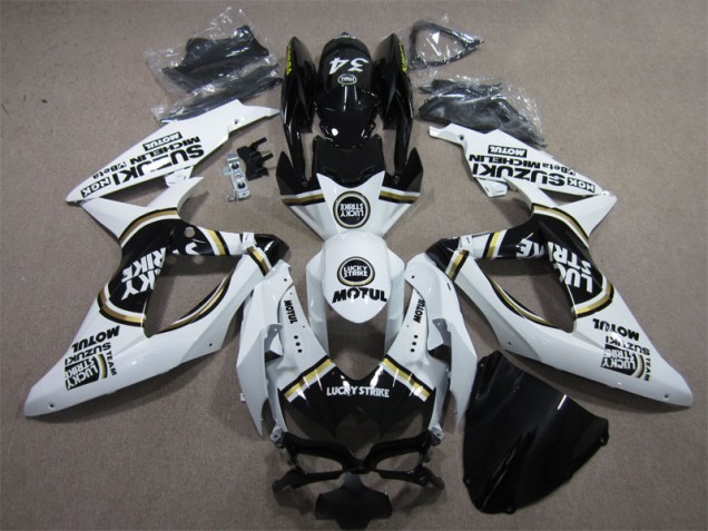 White Lucky Strike Black Motul 2008-2010 Suzuki GSXR 600 Motorcycle Fairings