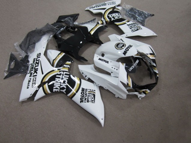 White Lucky Strike Black Motul 2011-2021 Suzuki GSXR 750 Motorcycle Fairings White Lucky Strike Black Motul 2011-2021 Suzuki GSXR 750 Motorcycle Fairings