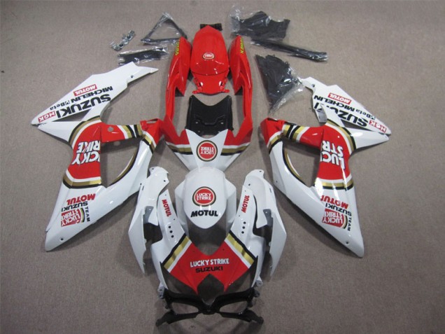 White Lucky Strike Red Motul 2008-2010 Suzuki GSXR 600 Motorcycle Fairings