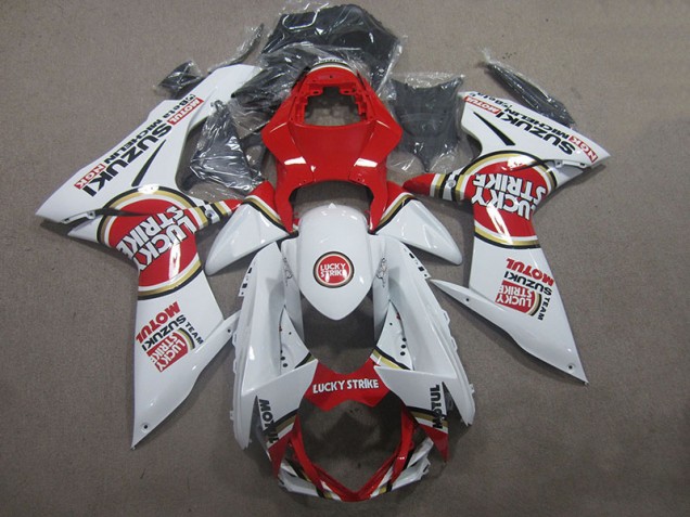White Lucky Strike Red Motul 2011-2021 Suzuki GSXR 600 Motorcycle Fairings White Lucky Strike Red Motul 2011-2021 Suzuki GSXR 600 Motorcycle Fairings