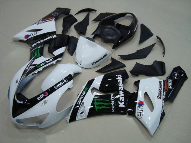 White Monster 2005-2006 Kawasaki ZX6R Motorcycle Fairings