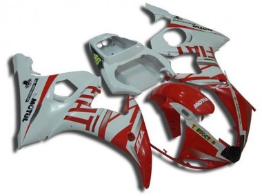 White Motul Red Fiat 2003-2005 Yamaha YZF R6 Motorcycle Fairings